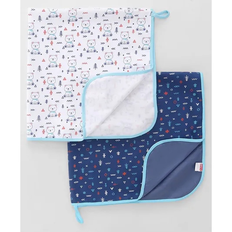 Babyhug Cotton Diaper Changing Mat Pack of 2 – Teddy & Geometric Print