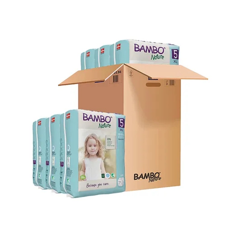 Bambo Nature Eco Friendly Tape Diapers with Wetness Indicator XL Size Pack of 6 – 132 Pieces