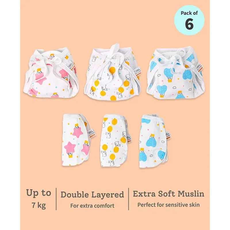 BASIC Muslin Langot Pack of 6 |Incredibly Soft, Gentle Langot for Baby up to 7 kg (0-9m)