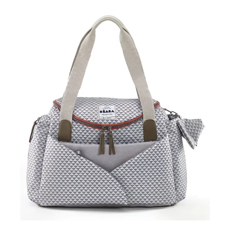 Beaba Sydney Diaper Bag Grey and Coral – 0m+