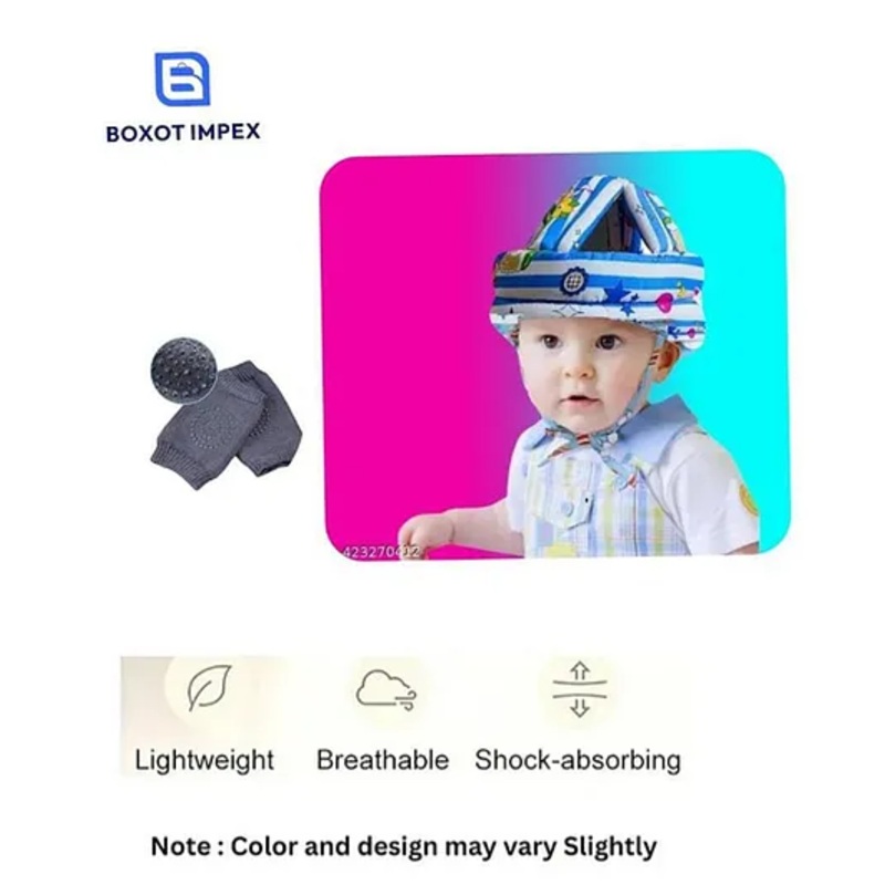 BOXOT IMPEX Adjustable Cushioned Baby Safety Helmet with knee pad (color may vary) HK-12