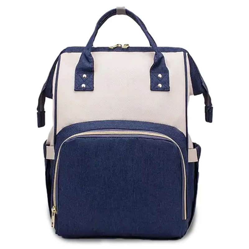 Chinmay Kids Large Capacity Diaper Backpack with Insulated Bottle Storage – Blue & White