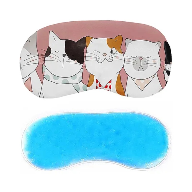 Jenna Cute 5 Kitty Pink Sleeping Eye Shade Mask Cover With Cooling Gel – Multicolour