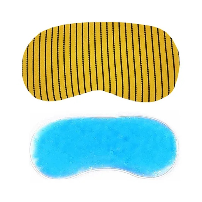 Jenna Sleeping Eye Mask With Cooling Gel MultiLine Print – Yellow