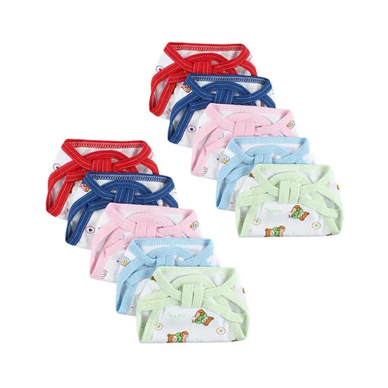Little Boo New Born Baby Cotton Washable and Reusable U Shaped Cloth Nappy Pack of 10 – Multicolour