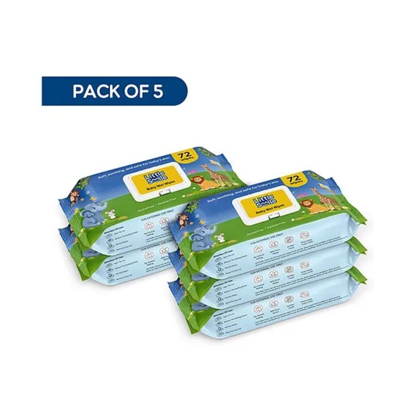 Little Smile Baby Wipes Soft, Safe & Gentle Care | Pack of 5 | 360 Wipes