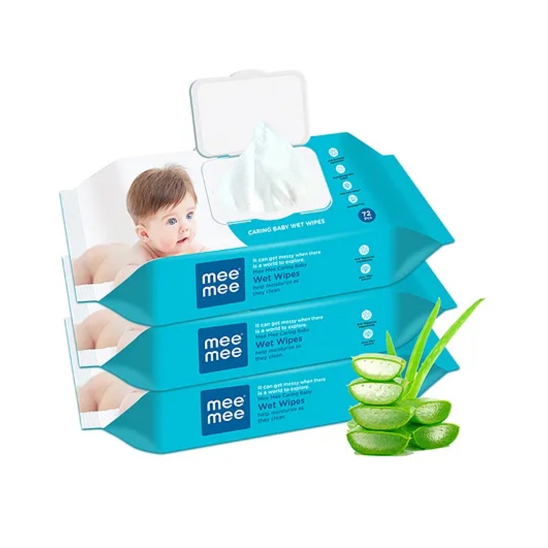 Mee Mee Caring Baby Wet Wipes With Lid – 3 Packs Of 72 Pieces