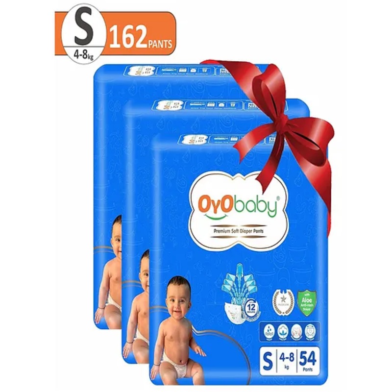 OYO Baby Premium Diaper Pants Small Size Baby Diapers Pants Anti Rash Diapers Diaper For Baby 12 Hours Protection Pack Of 3 Small