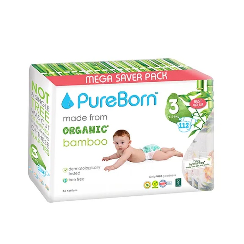 Pureborn Nappies Master Pack Size M-3 (112′)