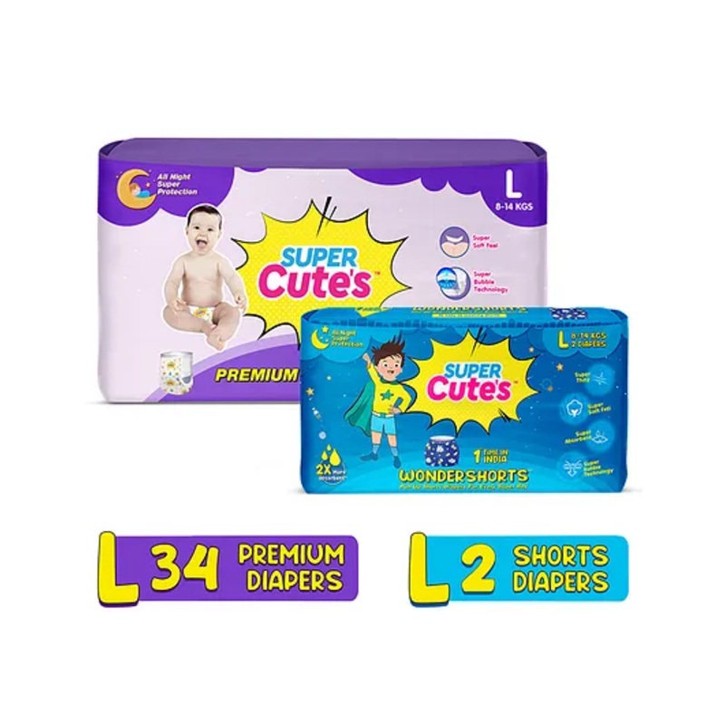 Super Cute’s Premium Wonder Pullups Diaper Large and WonderShorts Diaper Large – 36 Pieces