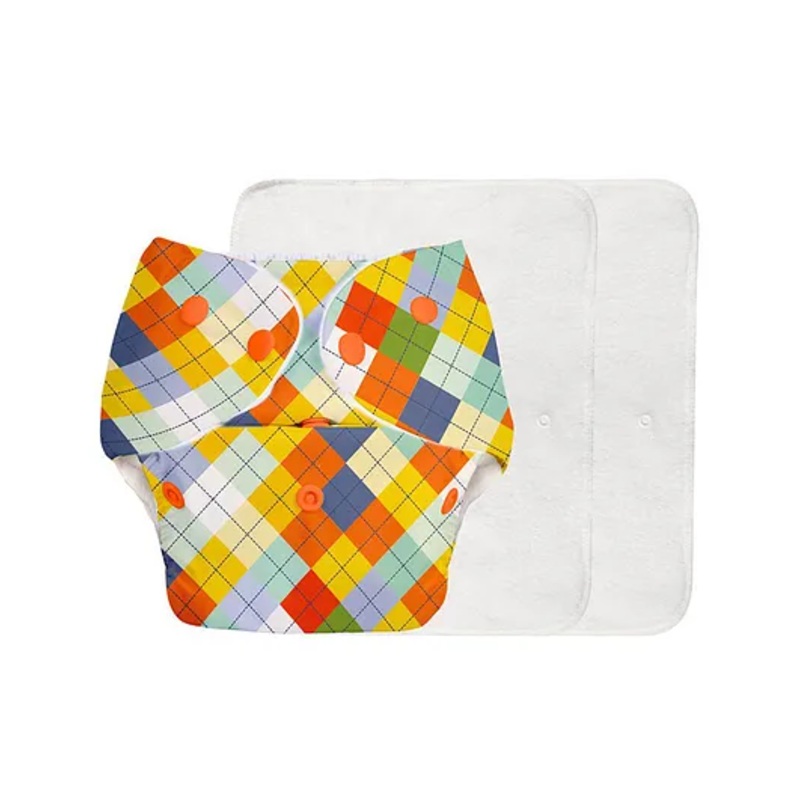 SuperBottoms Basic Pocket Diaper with 2 Inserts Geometric Print  – Multicolour