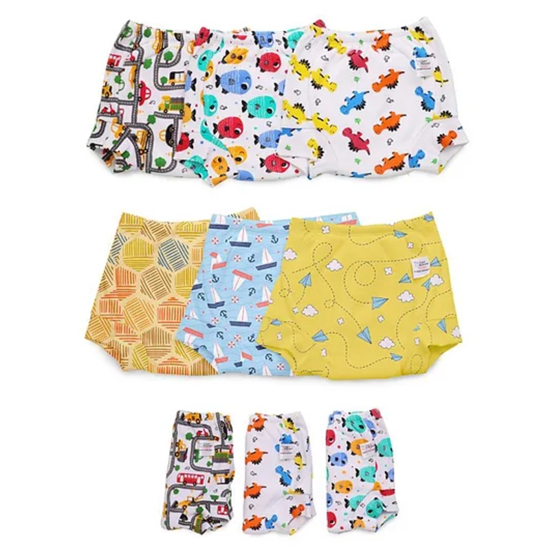 SuperBottoms Padded Underwear for 2-3Y Babies | Potty Training Pants for Mess-Free Diaper-Free Time | Assorted 1 | Pack of 9