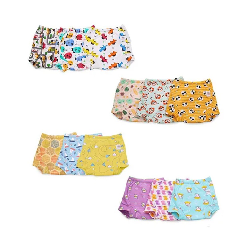 SuperBottoms Padded Underwear for 9-12M Babies | Potty Training Pants for Mess-Free Diaper-Free Time | Assorted 1 | Pack of 12