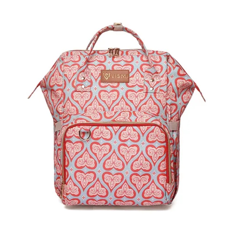 VISMIINTREND Diaper Bag Backpack-Baby Diaper Bags with Changing Station for Mom – Red Hearts