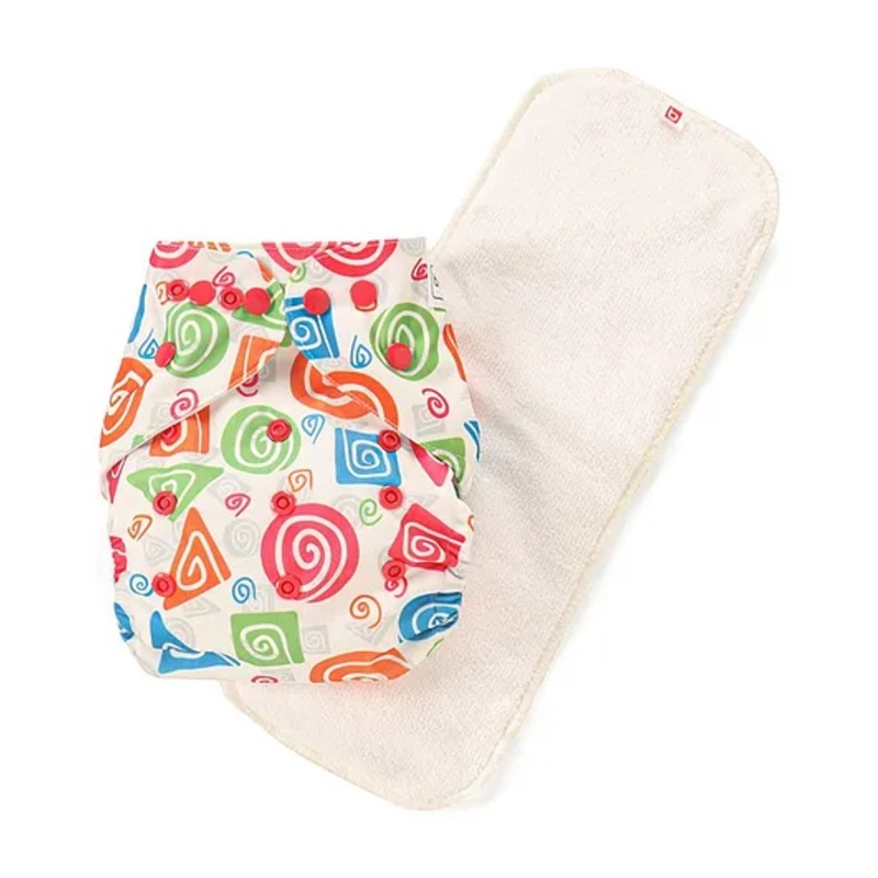 Babyhug Free Size Reusable Cloth Diaper With Insert Spiral Shapes Print – Multicolor