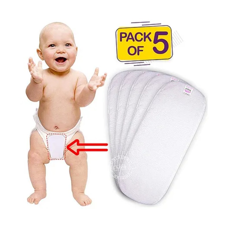 Bembika 3-Layer Cotton Nappy Inserts Pack Of 5 – White