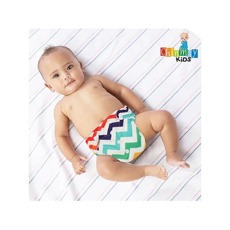 Chinmay Kids  Freesize Reusable Washable Adjustable Snap Buttons Cloth Diaper For Babies With Wet Free Insert Pads Leak Proof & Dry Feel-  Multicolor Rainbow