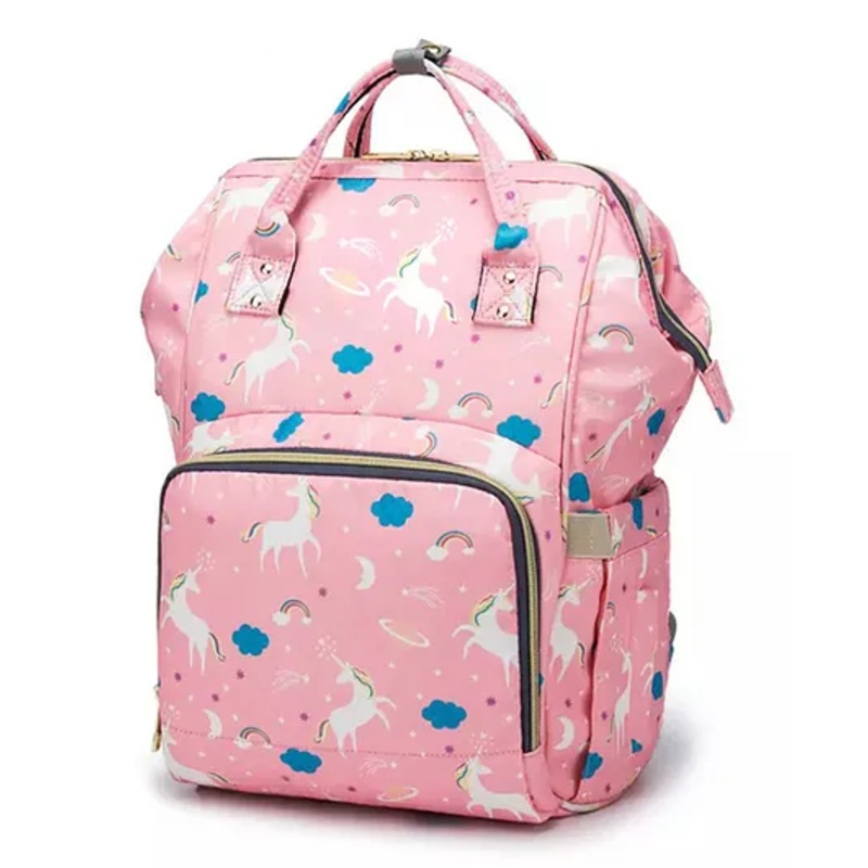 Chinmay Kids Large Capacity Mother Bag Diaper Backpack with Insulated Bottle Storage – Light Pink