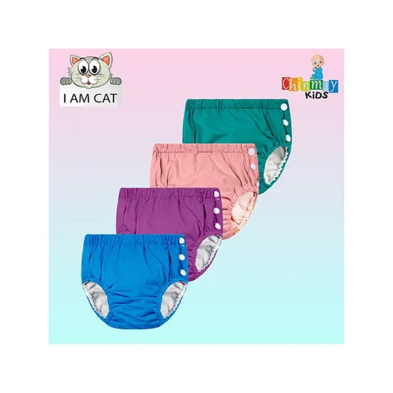 Chinmay Kids Swimming Pants Reusable Swimwear Diaper Pants For Unisex- Set Of 4(0-36 Months) Blue, Purple, Pink, Green