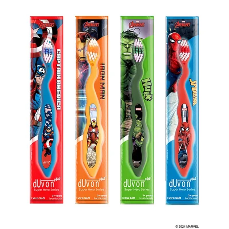 Duvon Plus Marvel Avenger Series toothbrush Extra Soft Toothbrush – Spiderman, Ironman, Hulk and Captain America  (Pack of 4)