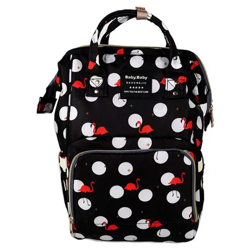 House of Quirk  Diaper Bag Maternity Backpack Flamingo Print – Black