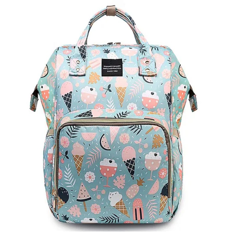 House of Quirk Diaper Bag Maternity Backpack Icecream Print – Blue