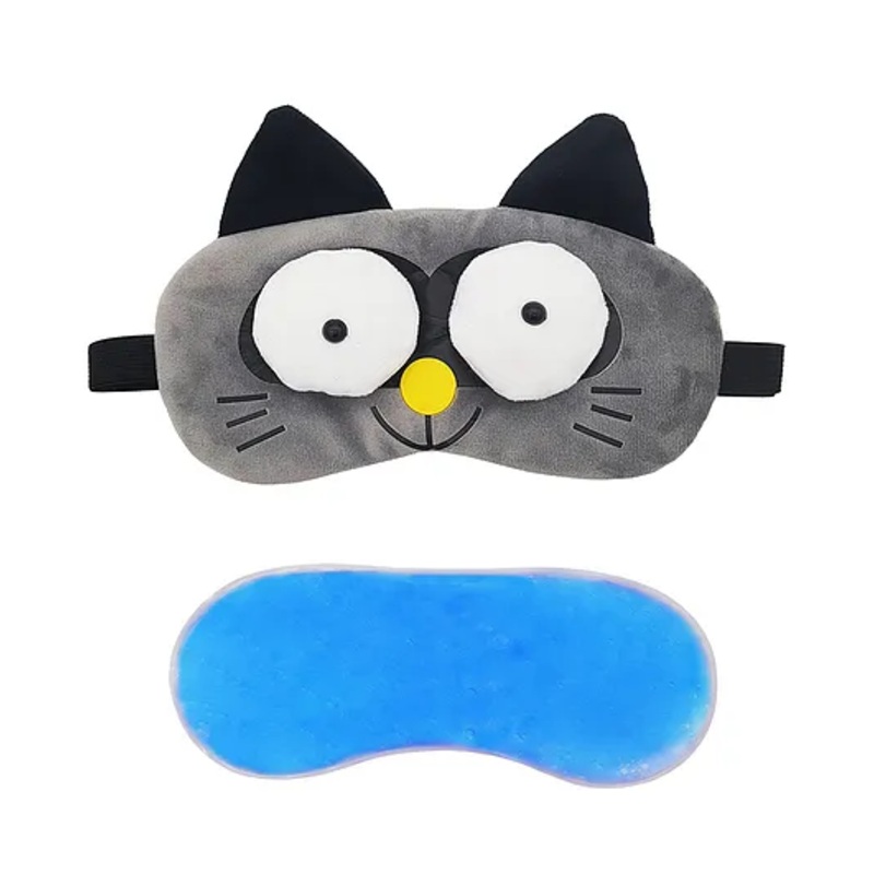 Jenna Cute 3D Cat Sleeping Eye Shade Mask Cover With Cooling Gel – Grey