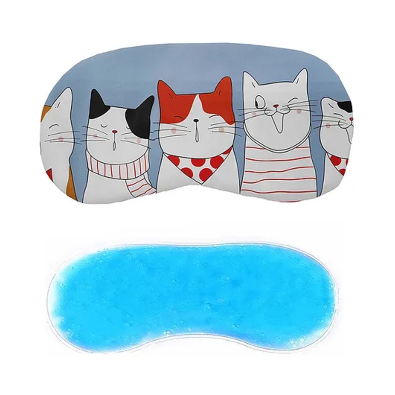 Jenna Cute 5 Kitty Pink Sleeping Eye Shade Mask Cover With Cooling Gel – Blue