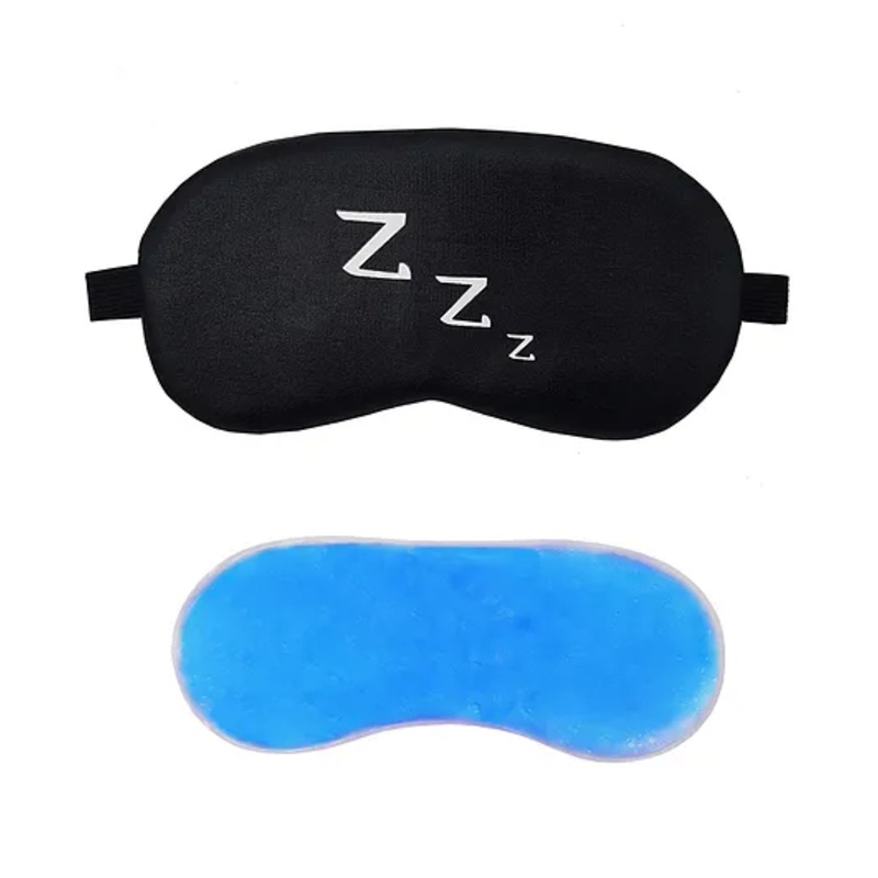 Jenna ZZZ Black Printed Sleeping Eye Mask With cooling Gel