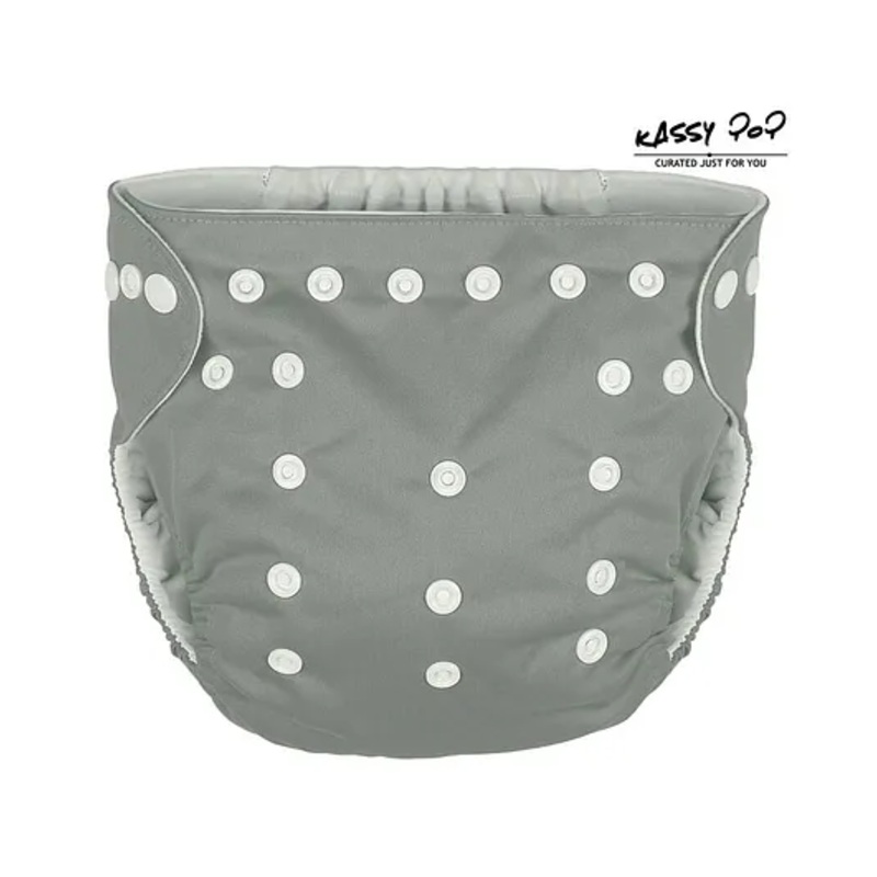 Kassy Pop Reusable Diaper Cover With Cotton Absorbing Pad – Grey