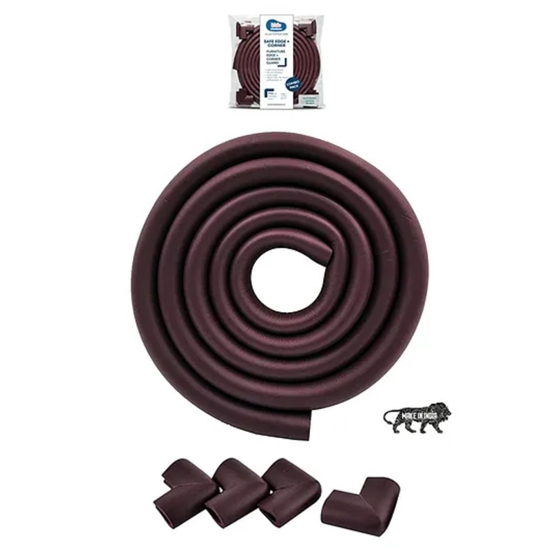 Kids Station Furniture Edge Guard and Corner Protector Combo Packs – Pre-Taped Corner Guards, Non-Toxic – Baby Proofing & Child Safety – 2m Edge Guard, Pack of 4 Corner Guards – U shaped, Thick 3cm (Brown)