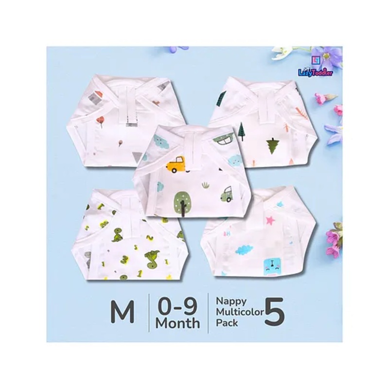 LazyToddler Muslin Nappy Set of 5  Medium (DN)
