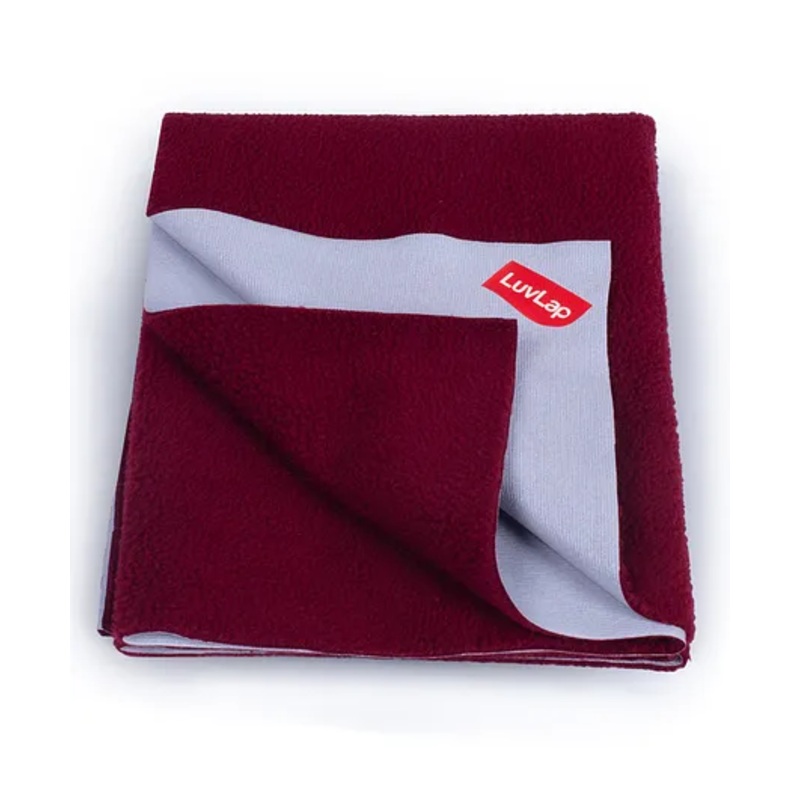 LuvLap Instadry Anti-Piling Fleece Quick Dry Baby Bed Protector Sheet, Waterproof, 100x140cm, Maroon, Pack of 1