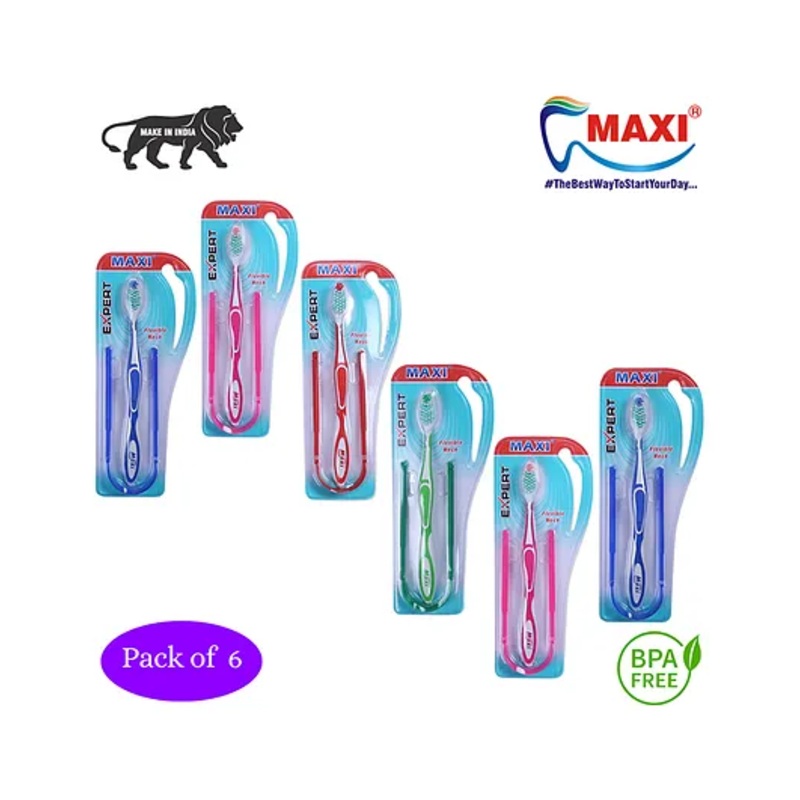 MAXI Expert Toothbrush Oral Hygiene Kit Pack of 6 – Multicolor