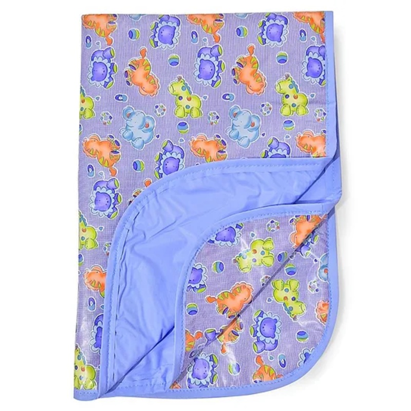 Mee Mee Bed Protector Plastic Mat Animal Print – Light Blue
