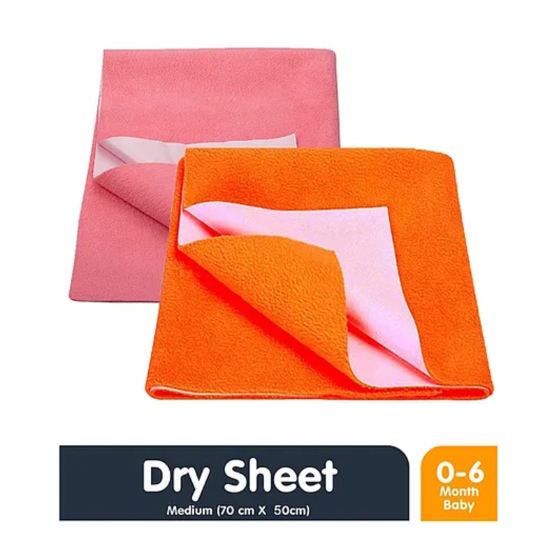 Moms Home Kids Solid Waterproof Protector Dry Sheet Pack Of 2 – Pink & Orange