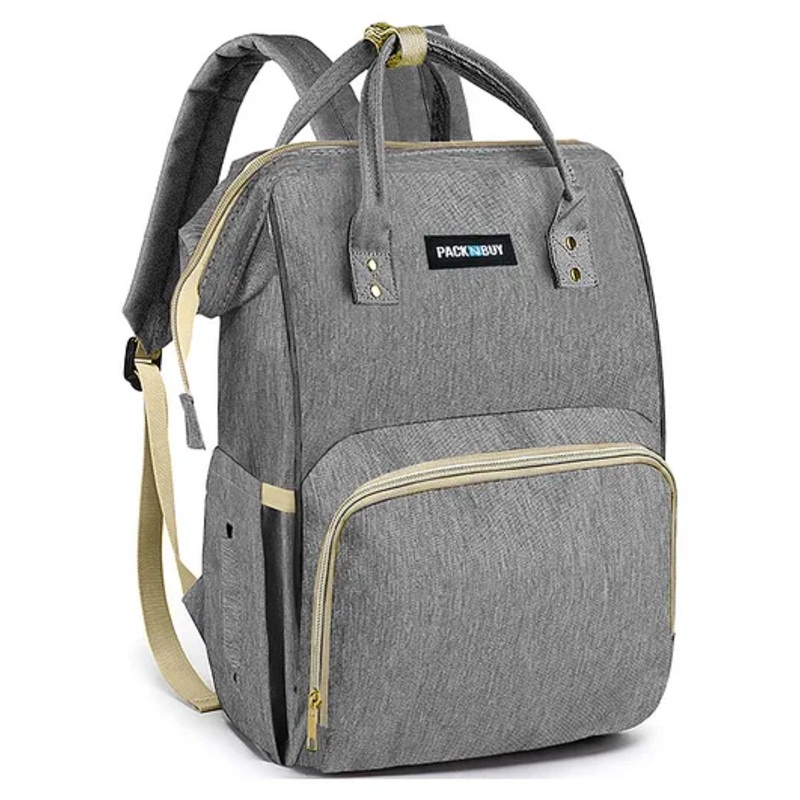 PACKNBUY Baby Diaper Bag Classic Backpack Style for Travel and Storage – Grey