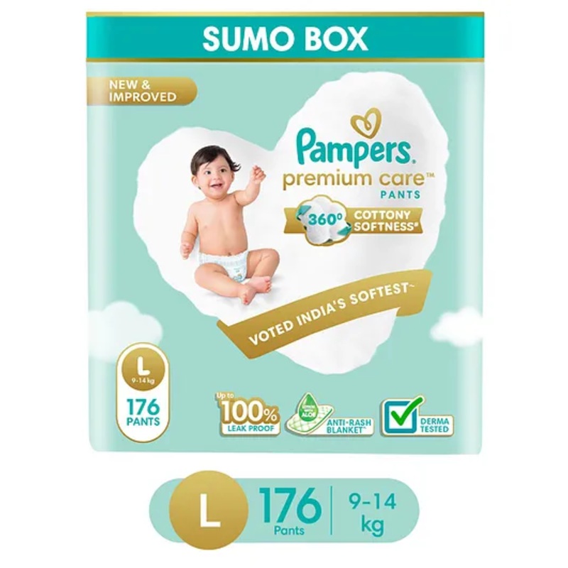 Pampers Premium Care Pants Baby Diapers Large Size – 176 Pieces