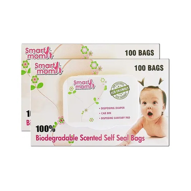 SafeMyles Smart Mom Scented Compostable Diaper Dispose Bags Pack of 200 – White