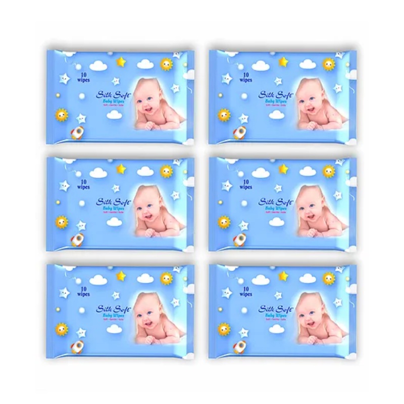 Silk Soft baby wet wipes 10 pulls without lid – Pack of 6