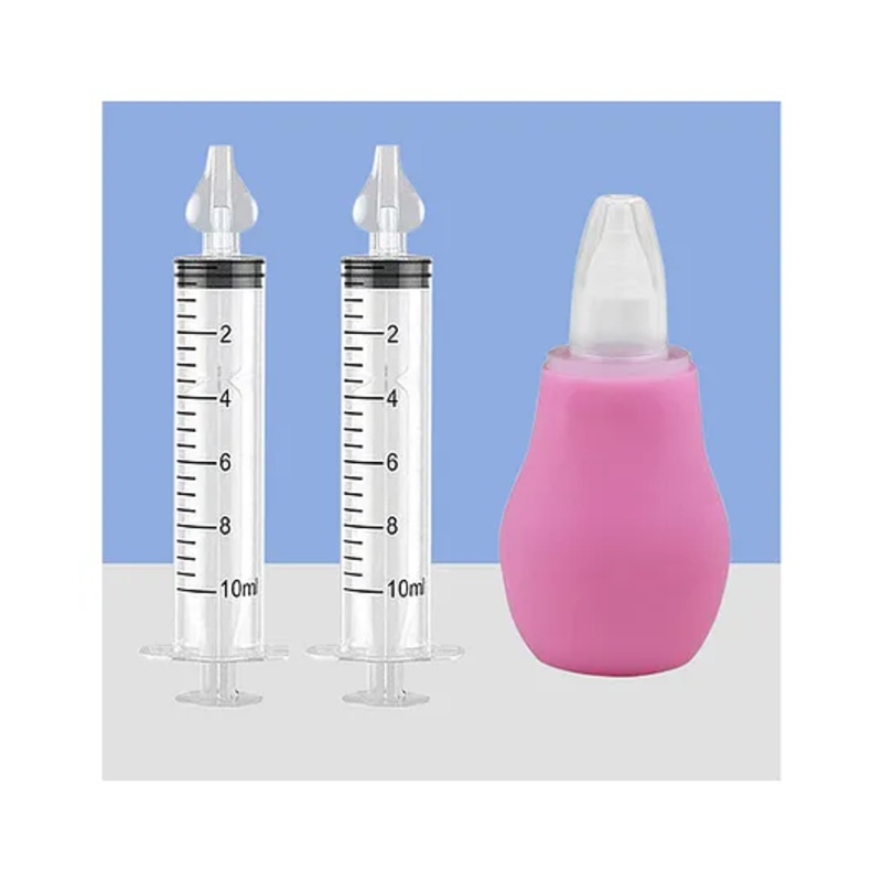 The Cheeky Kidzz Baby Pressure Nasal Syringe Nose Suction With Nasal Aspirator For Babies BPA Free (White And Pink)