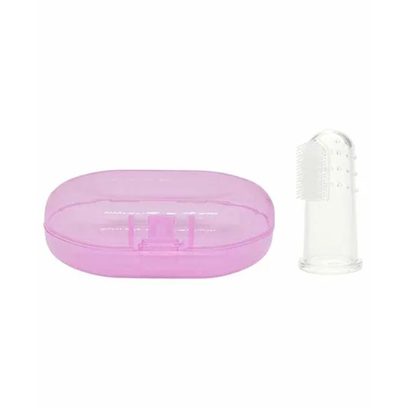 The Little Lookers Silicone Baby Finger Brush With Case – Pink