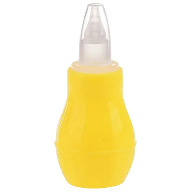 Baby Miniature Baby Nasal Nose Aspirator Suction Cleaning Tool Mucus Congestion Relief Teether Manual Nasal Aspirator-Pack of 1-Yellow Color