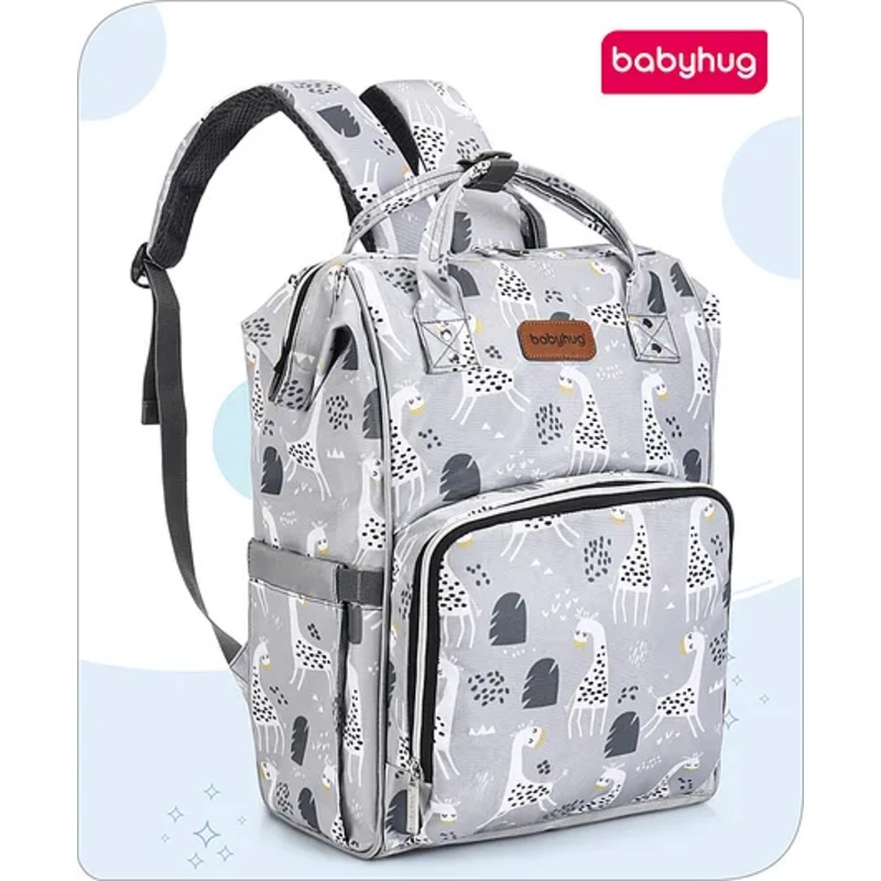 Babyhug Multipurpose Spacious Diaper Backpack Giraffe Print – Grey