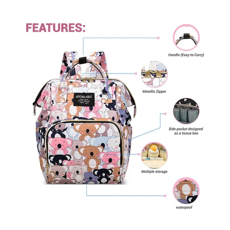 Babymoon Multifunction Backpack Style Maternity Teddybear Print Diaper Bag – Multi
