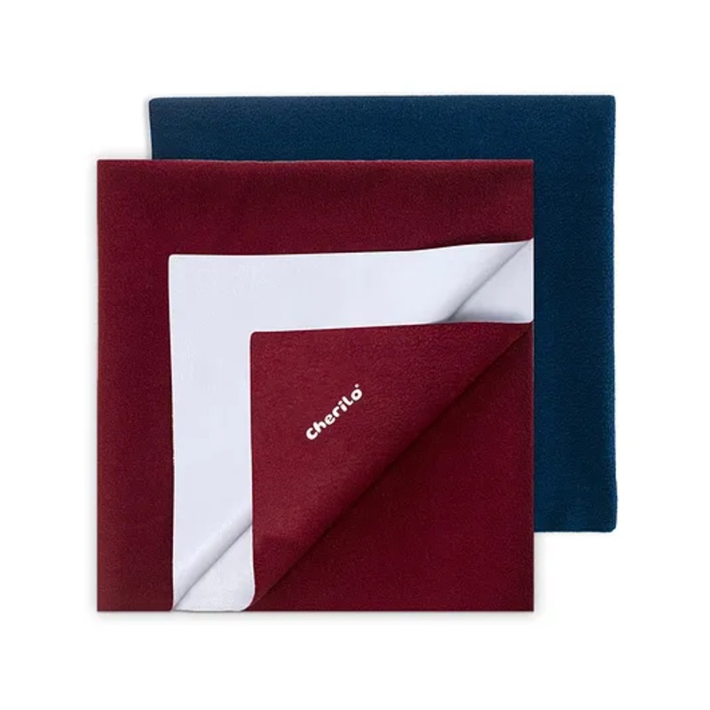 Cherilo Waterproof Baby Bed Protector Sheet Small Pack of 2 – Maroon & Navy Blue