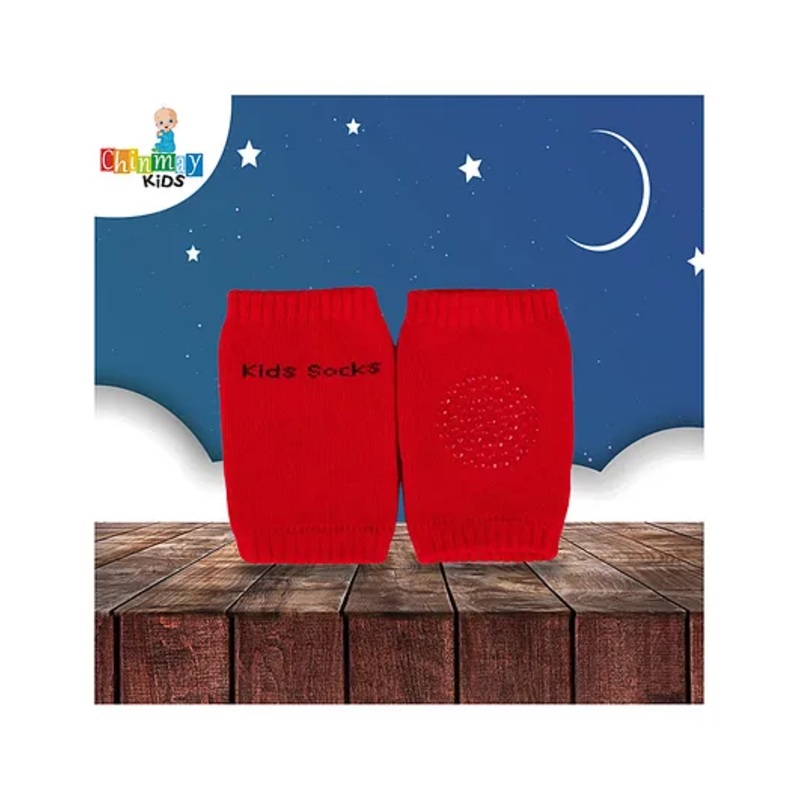 Chinmay Kids Anti-Slip Padded Stretchable Elastic Cotton Soft Comfortable Knee Pads -Red