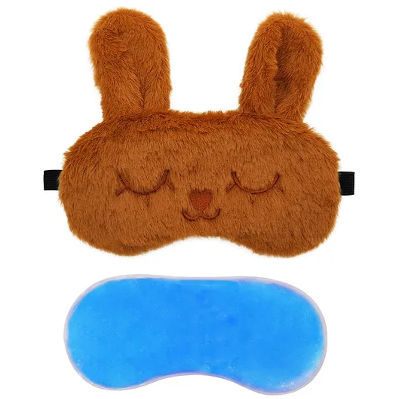 JENNA Sleeping Eye Mask With Cooling Gel Bunny Tear Face Print – Brown