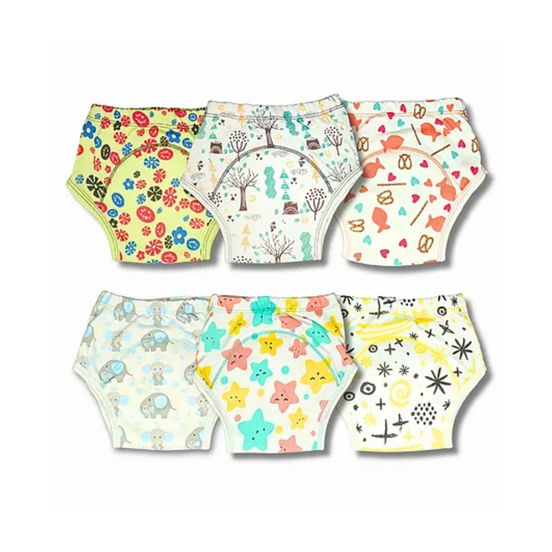 Kindermum Organic Cotton Padded Underwear for Babies 1-3Y within 11-15 Kgs | Potty Training Pants| Non Messy Diaper Free Time | Pack of 6