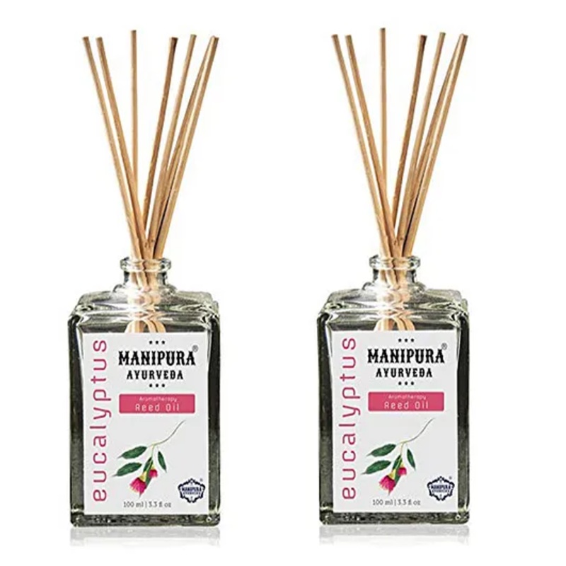 Manipura Ayurveda Aromatherapy Eucalyptus Reed Diffuser Set Pack of 2 – 100 ml Each